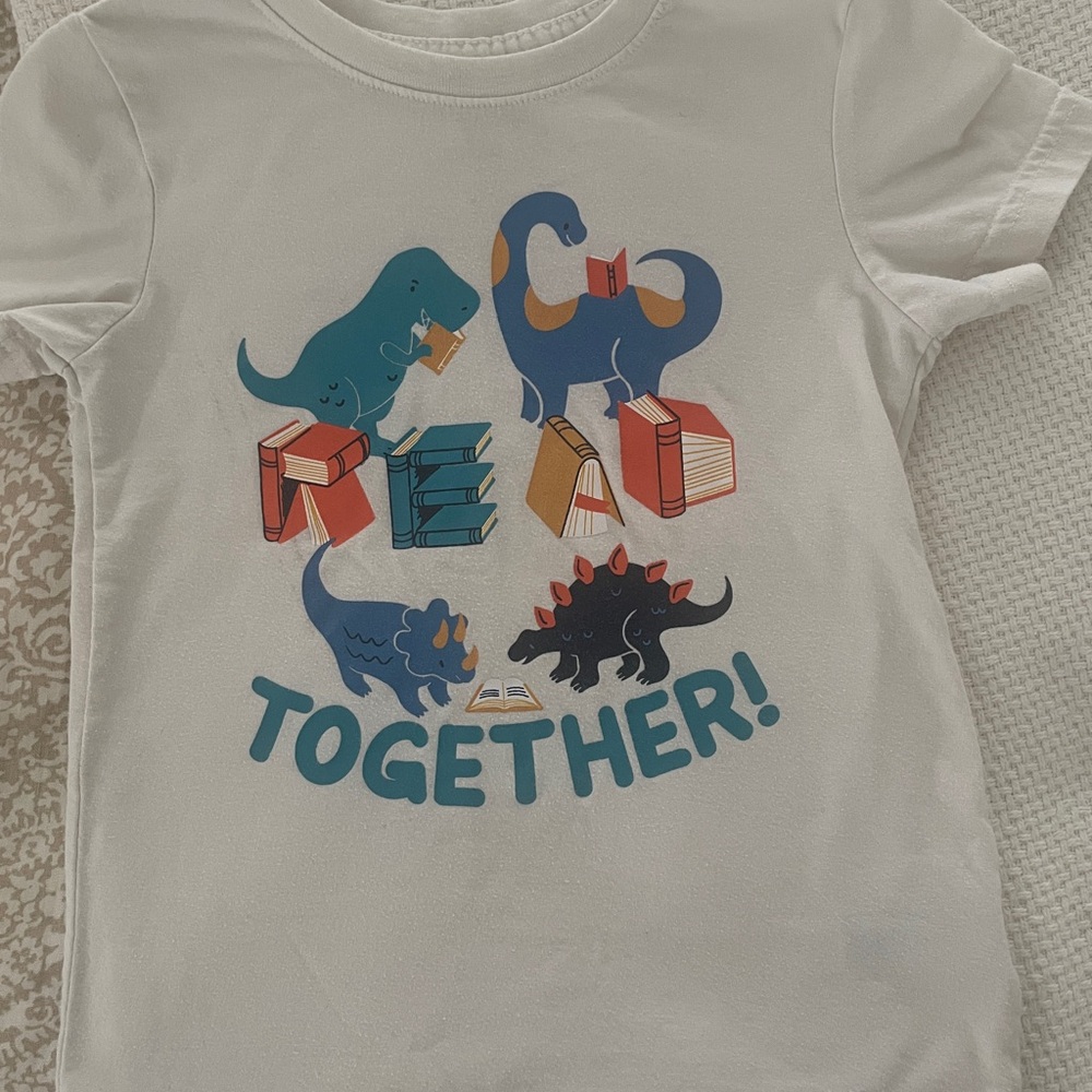 Cat & Jack Kids Dinosaur Reading Tee - Cream